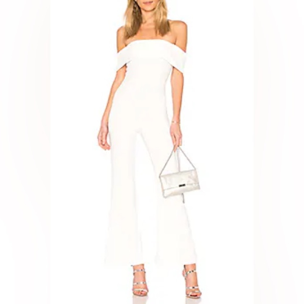 Off the shoulder white jumpsuit